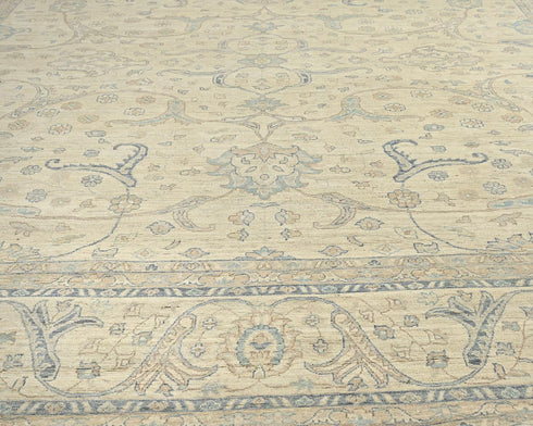 14x14 Zeigler  Beige Afghan Hand Knotted Square Wool Area Rug